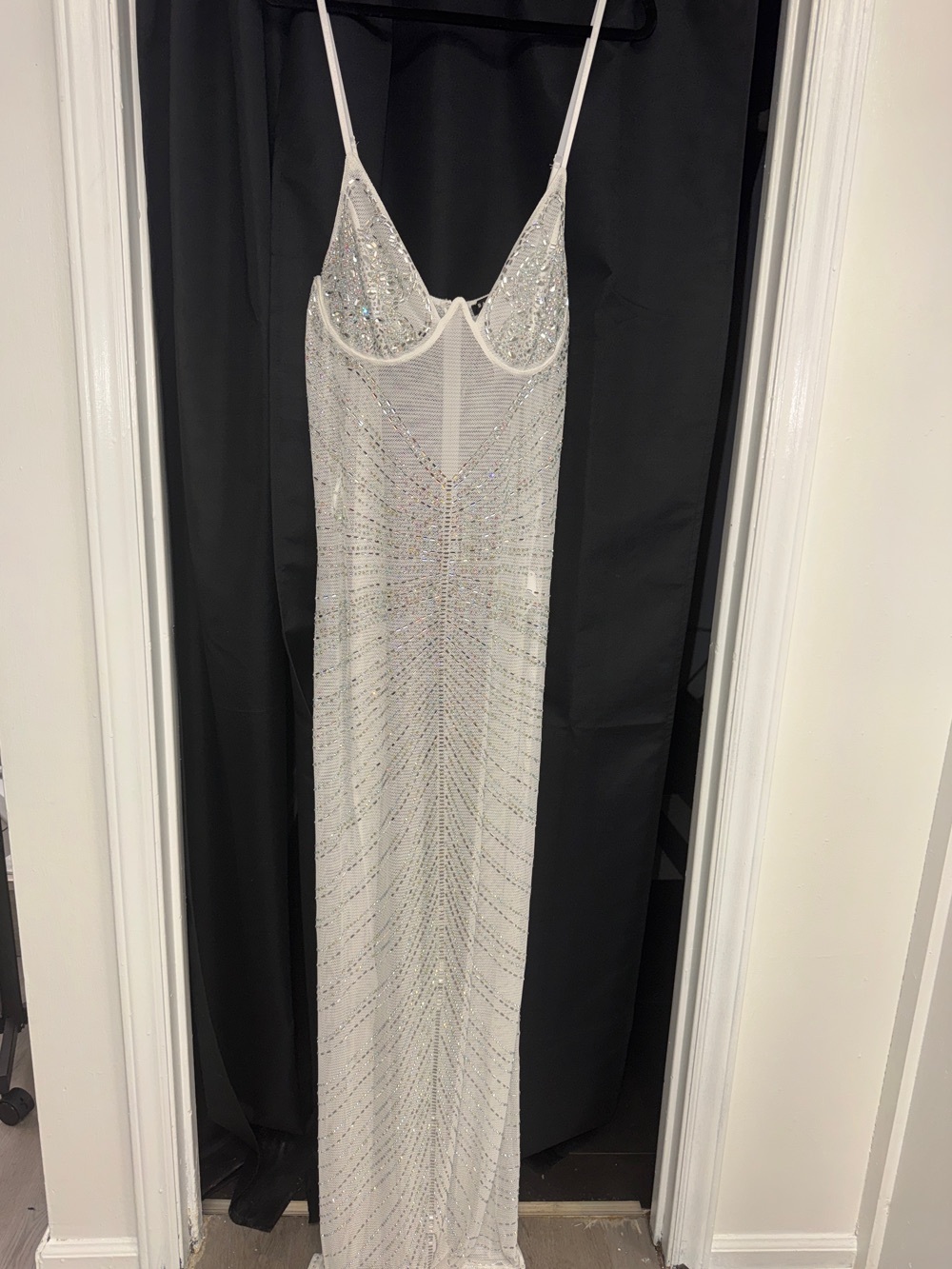 Banjul White Sequin Slip Maxi Dress